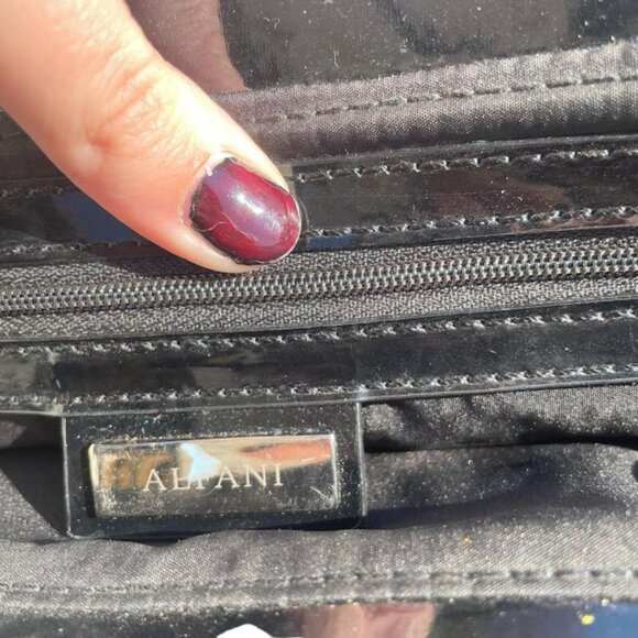 Vintage Vinyl Black Baguette Mini Handbag Clutch Purse - Picture 6 of 6